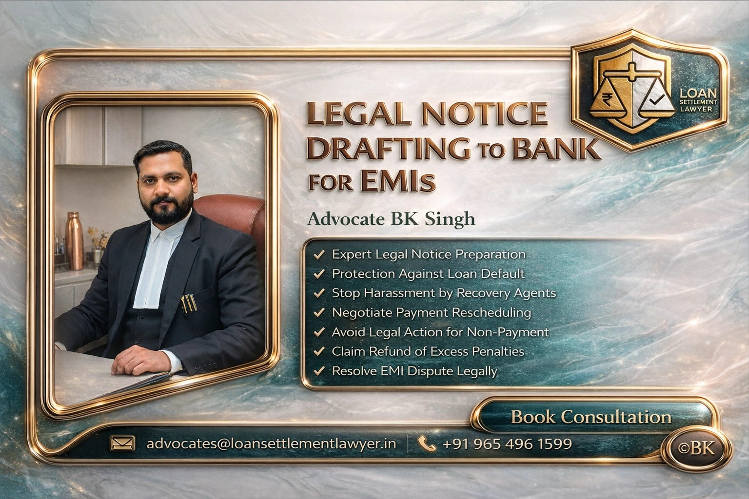 Legal Notice Drafting to Bank for EMIs in India