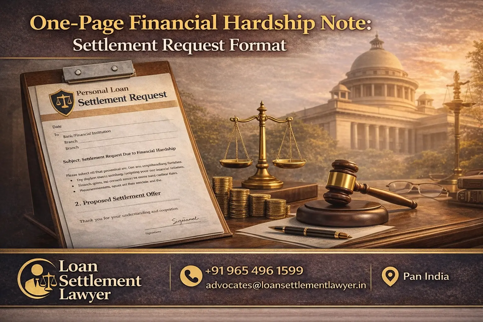 One-Page Financial Hardship Note: Settlement Request Format