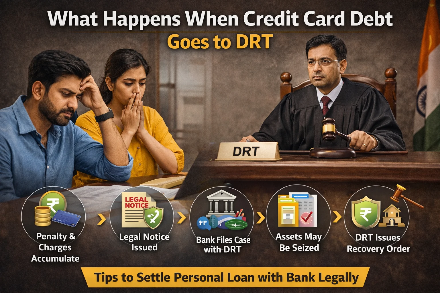 What happens when credit card debt goes to DRT?